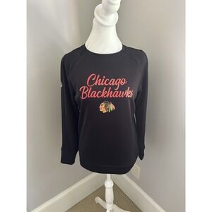New Chicago Blackhawks Women's‎ Small Levelwear Rae Black Crewneck Sweatshirt